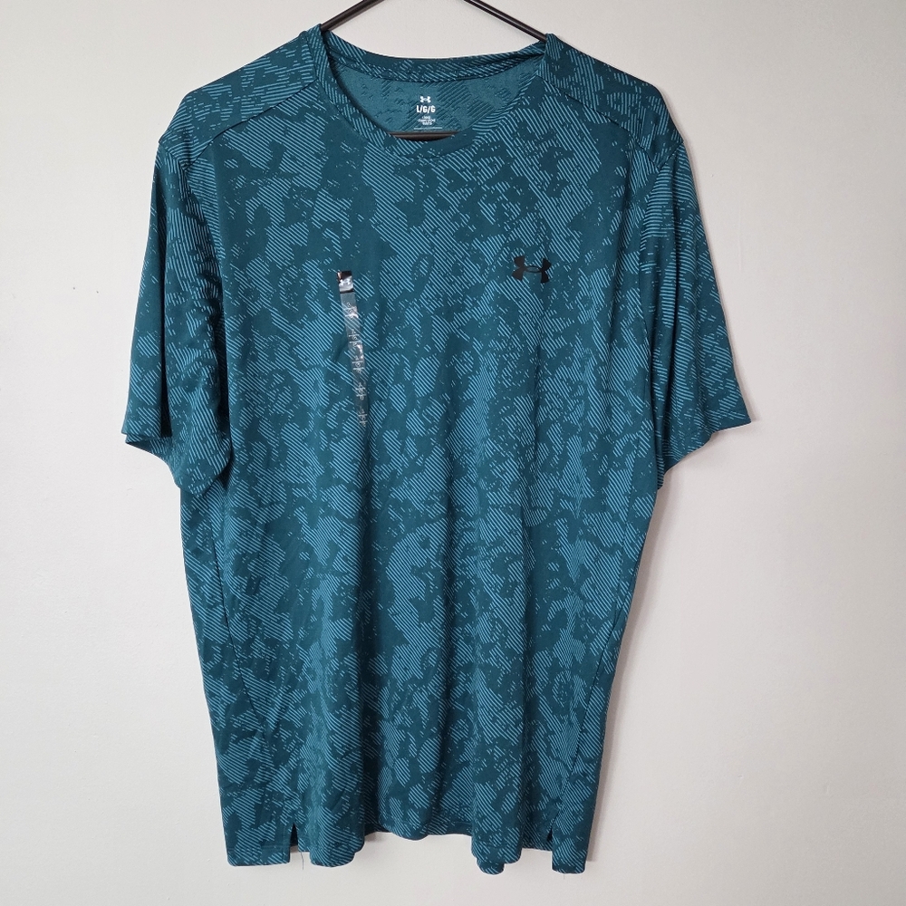 Under Armour Mens Large Teal Green Athletic Gym Tee Shirt New